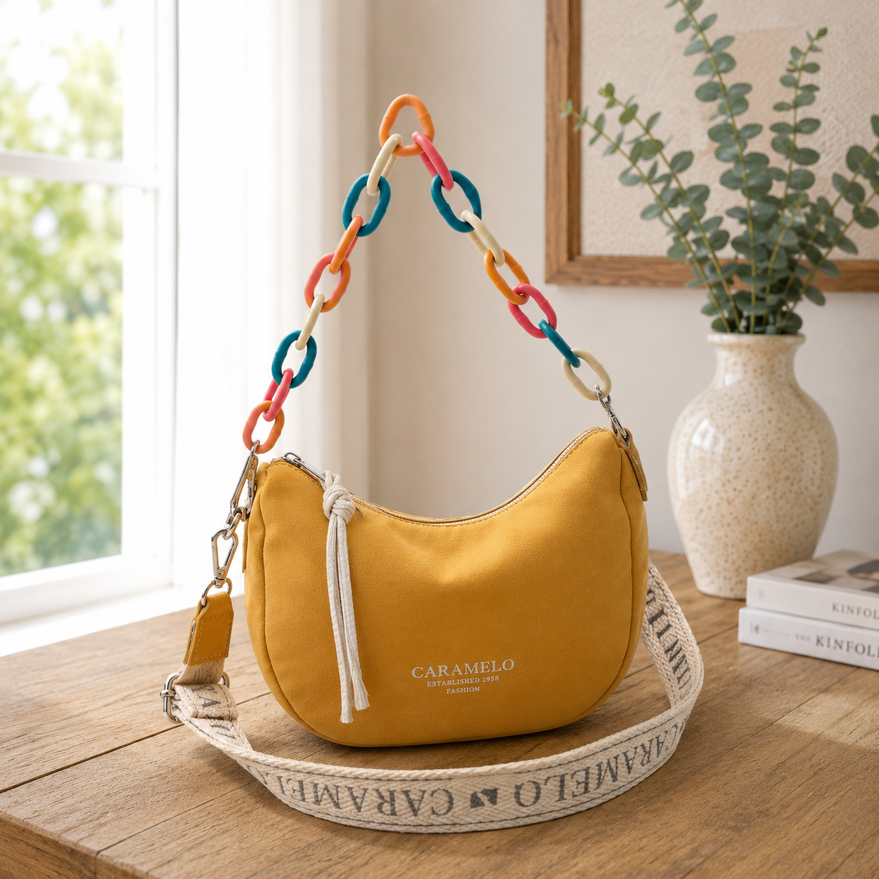 Bolso de hombro amarillo