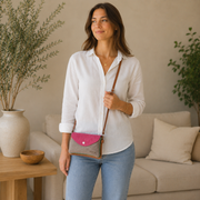 Bolso de hombro de piel bicolor