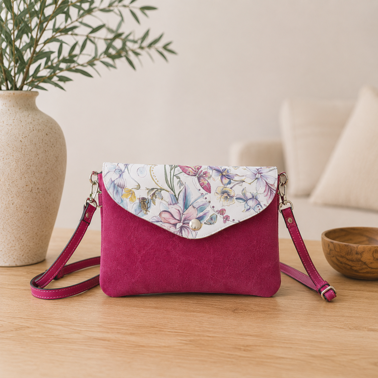 Bolso de hombro de piel