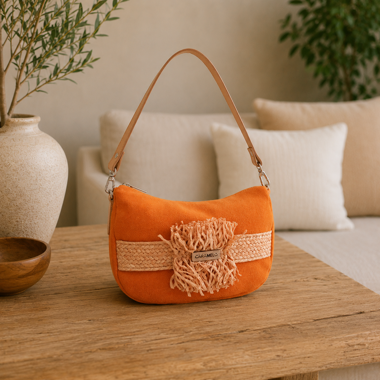 Bolso de hombro naranja