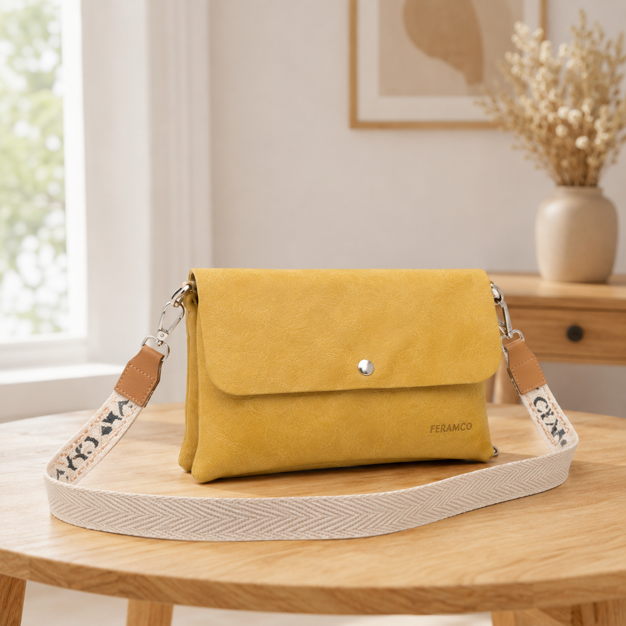 Bolso de cuero amarillo