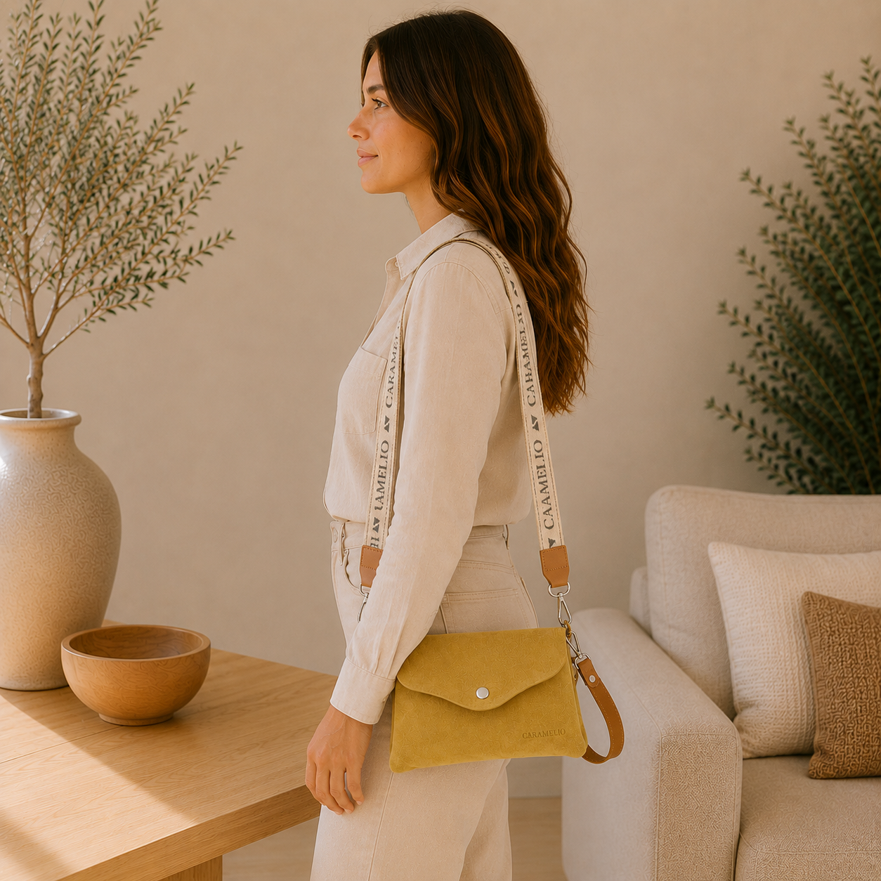 Bolso de cuero amarillo