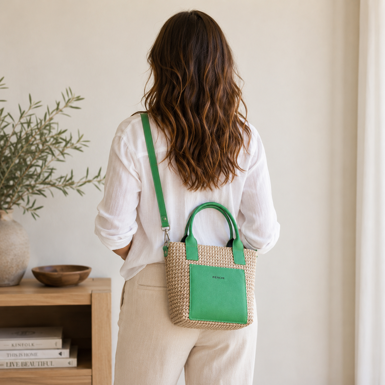 Bolso verde bicolor