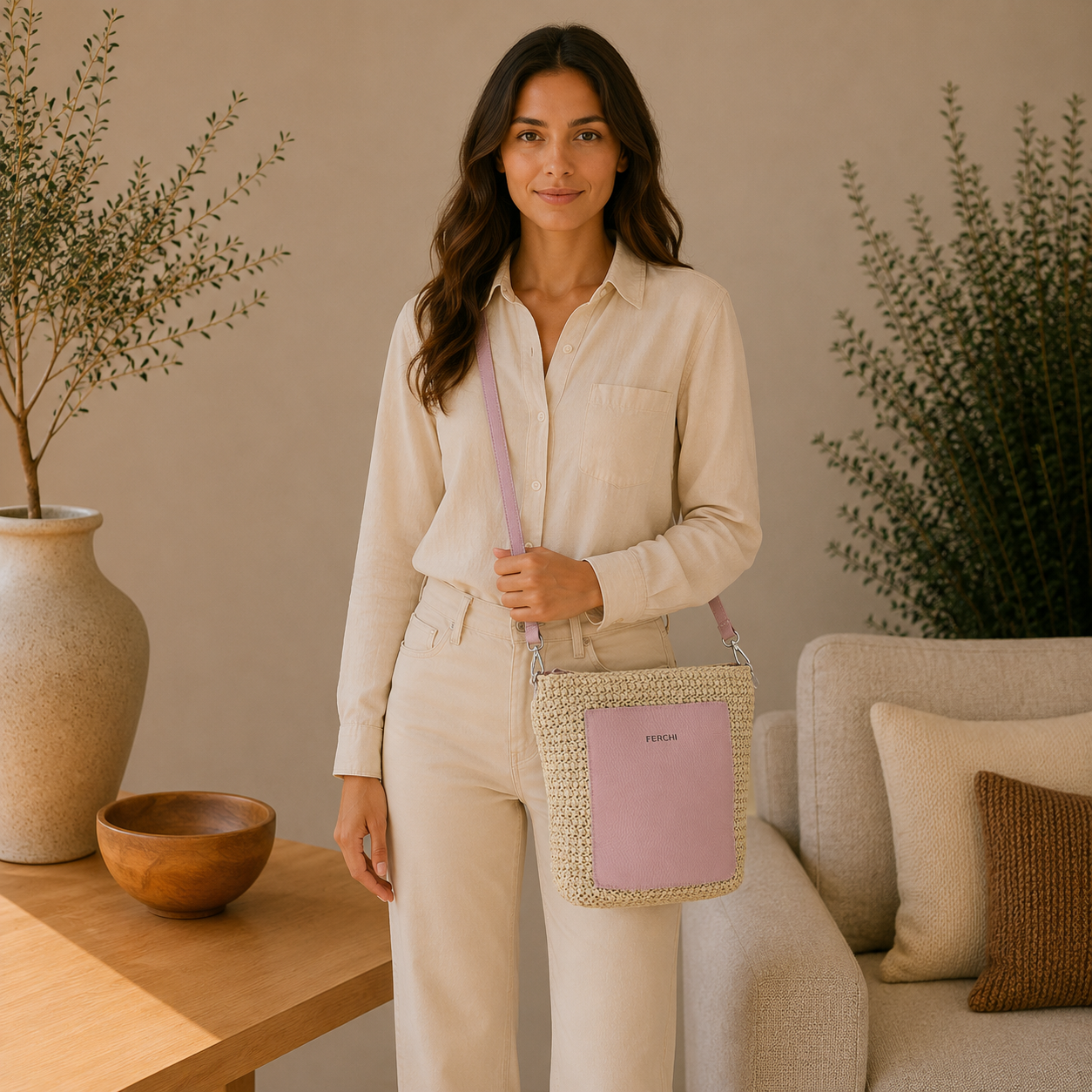 Bolso bicolor lila