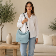 Bolso de hombro de piel verde