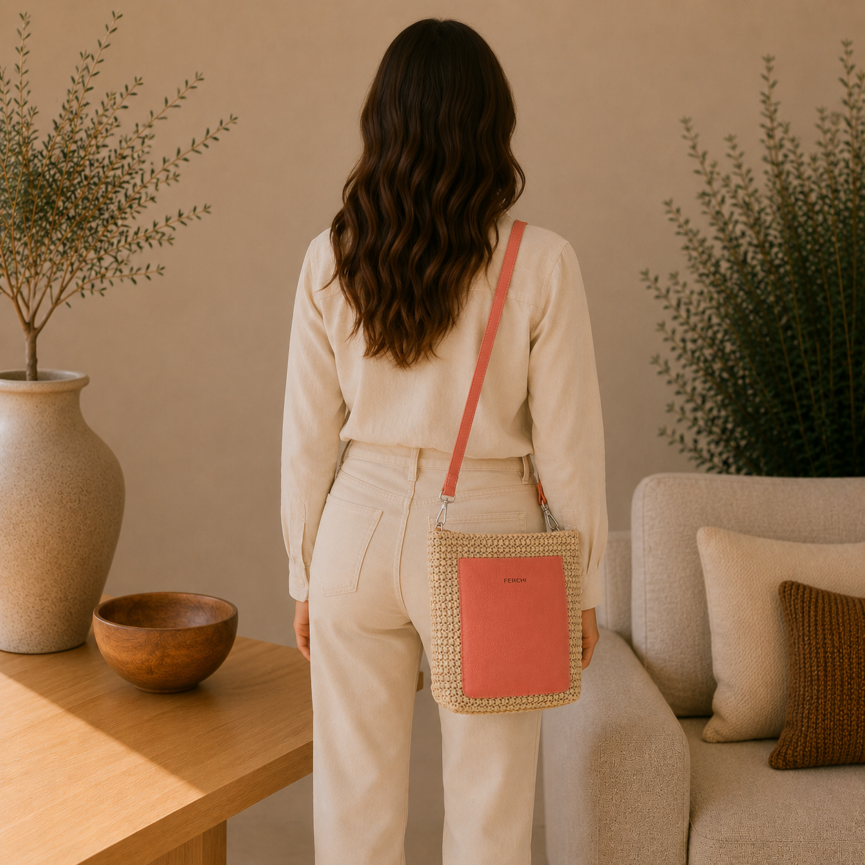 Bolso bimaterial "Coral"