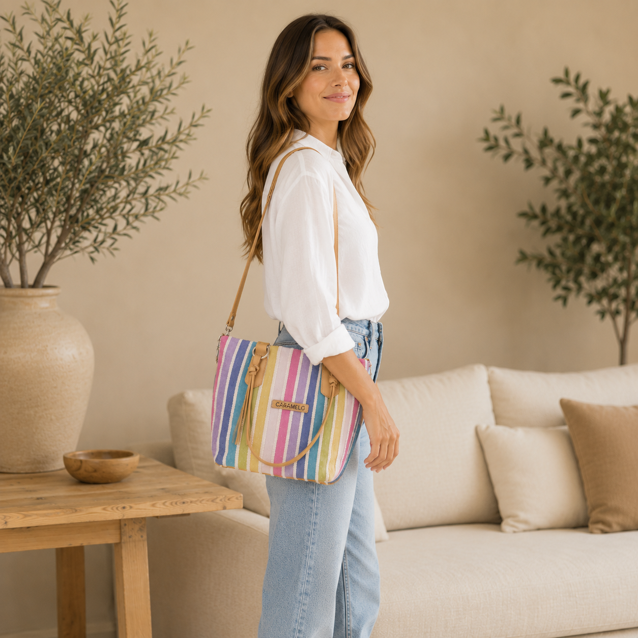 Bolso de hombro multicolor