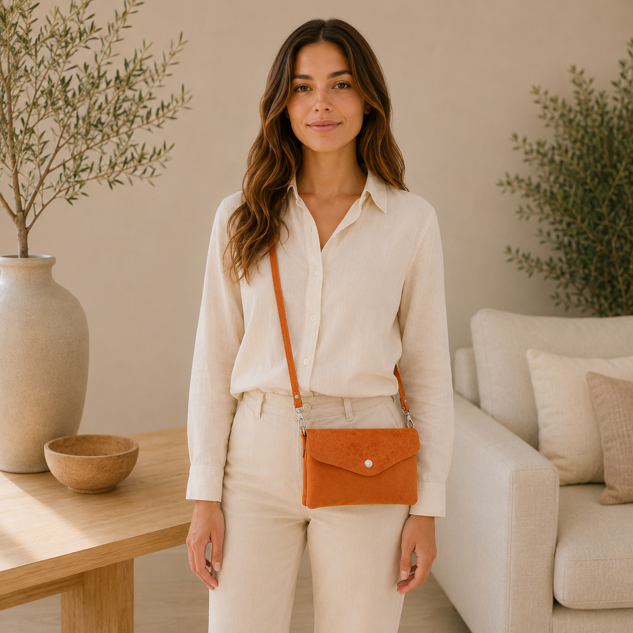 Bolso de piel naranja