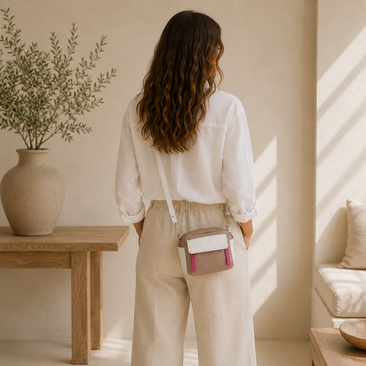 Bolso de piel tricolor