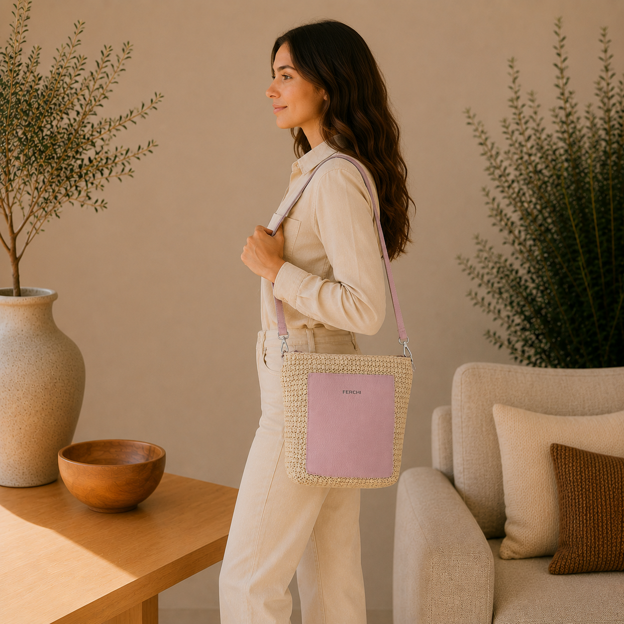 Bolso bicolor lila