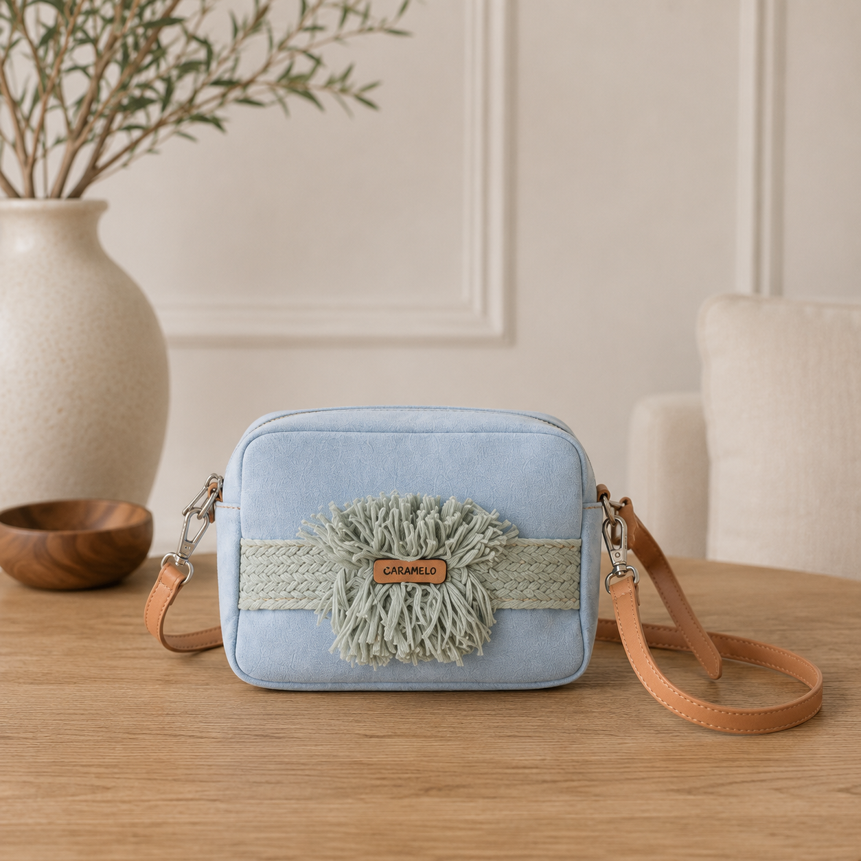 Bolso de hombro azul cielo