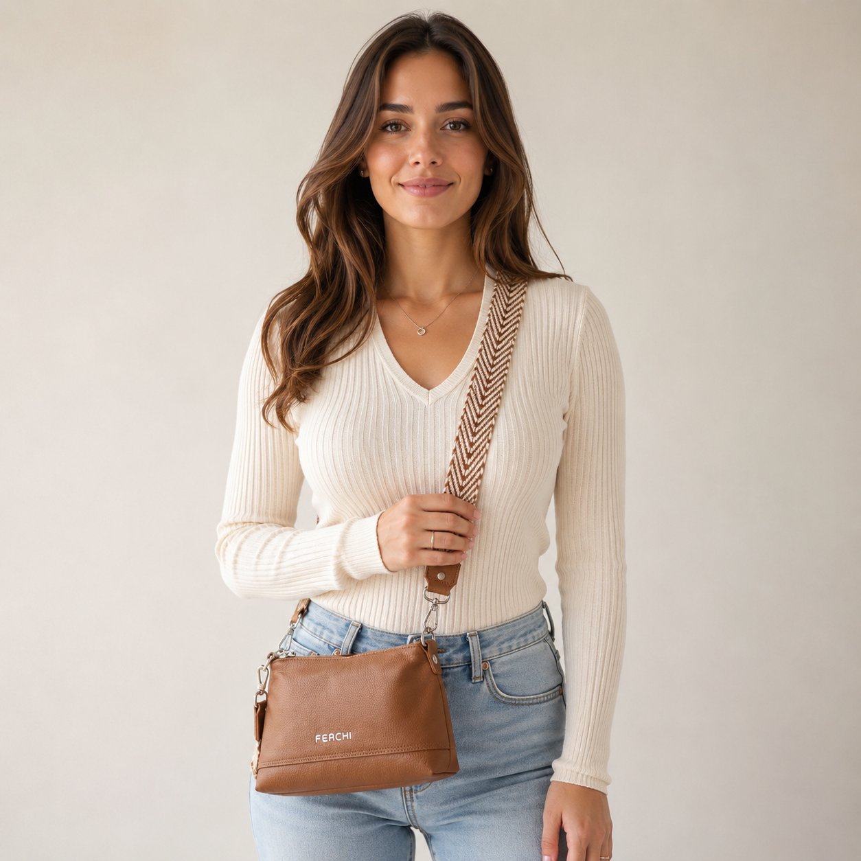 Bolso de piel marrón