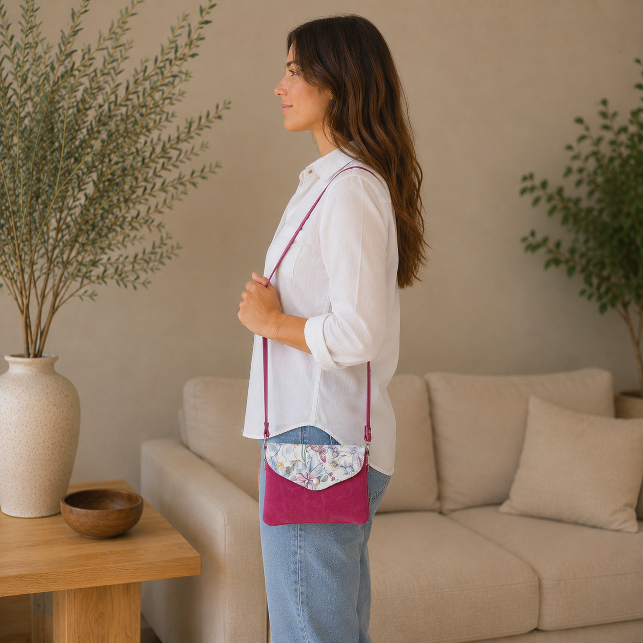 Bolso de hombro de piel