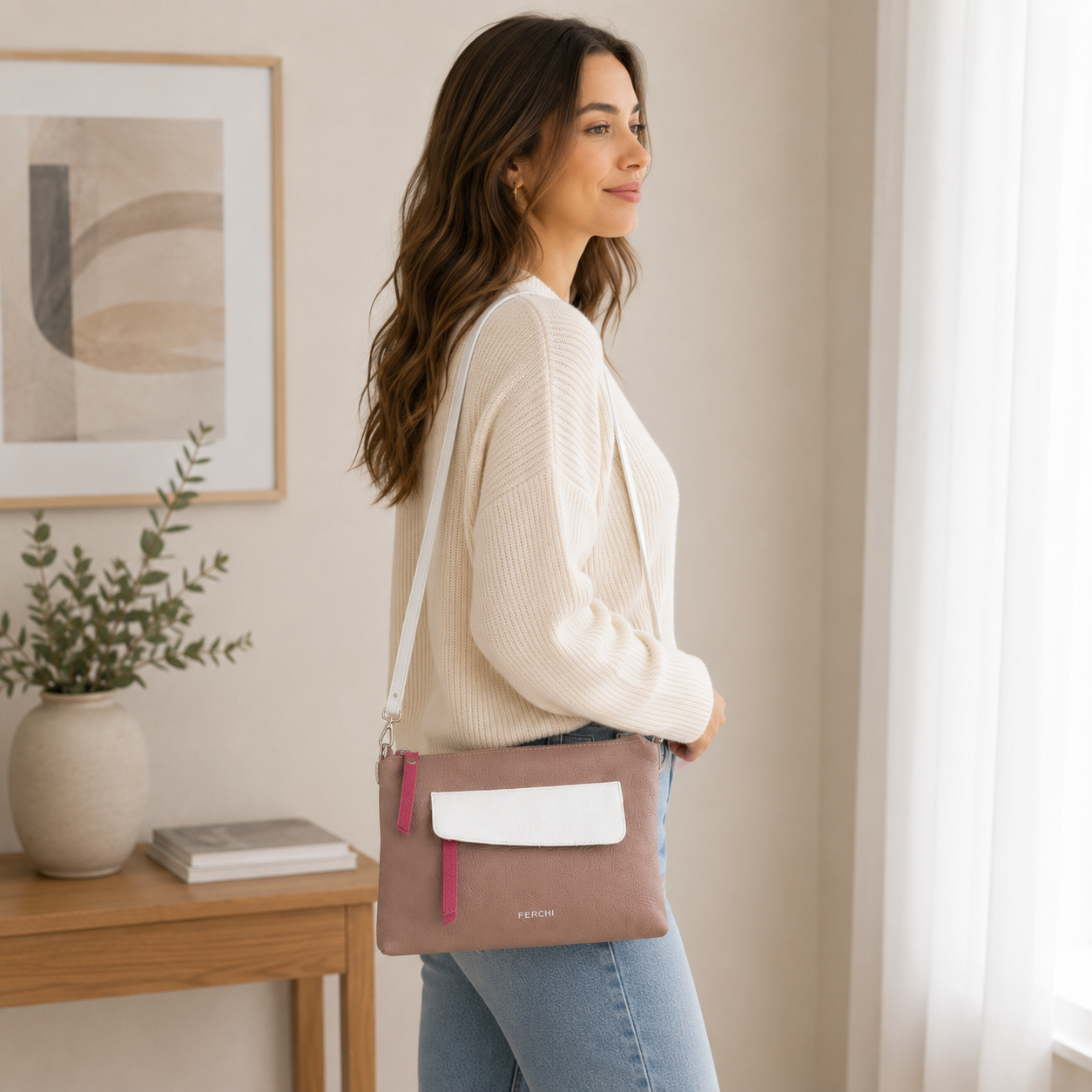 Bolso de piel tricolor