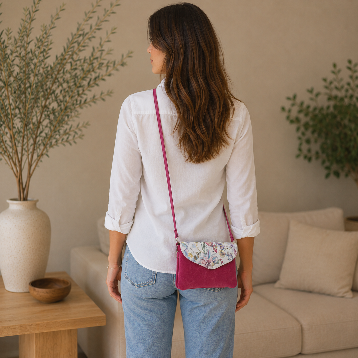 Bolso de hombro de piel