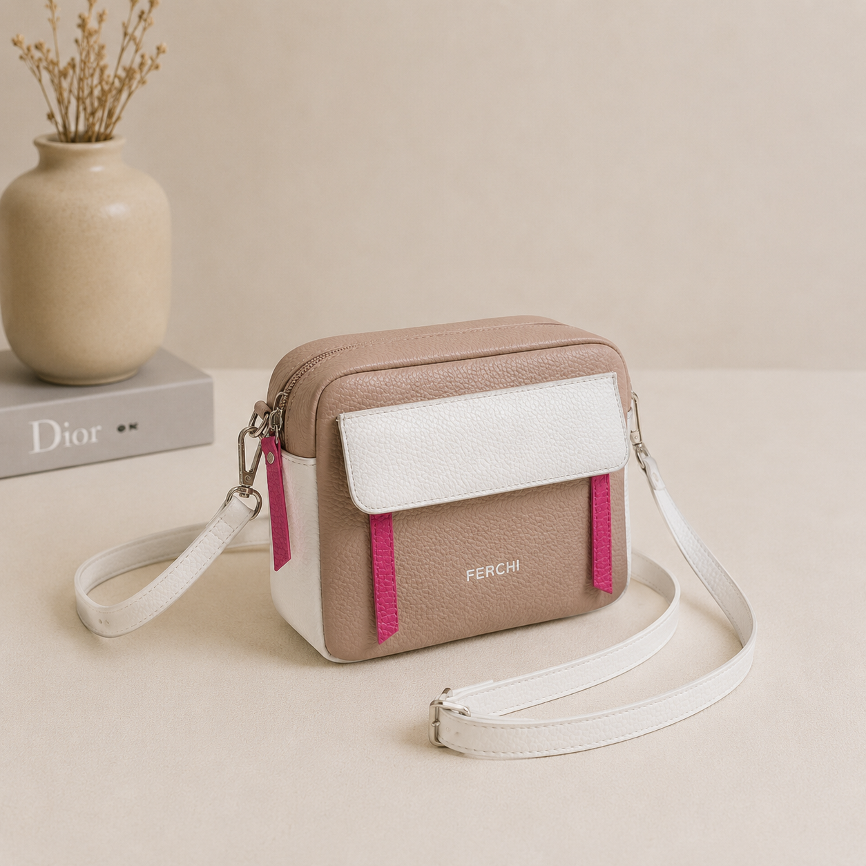 Bolso de piel tricolor