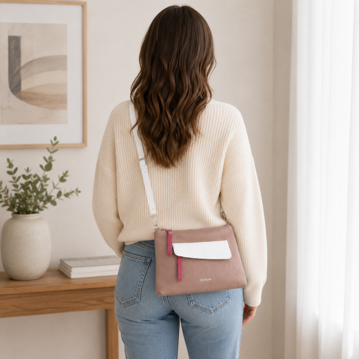 Bolso de piel tricolor