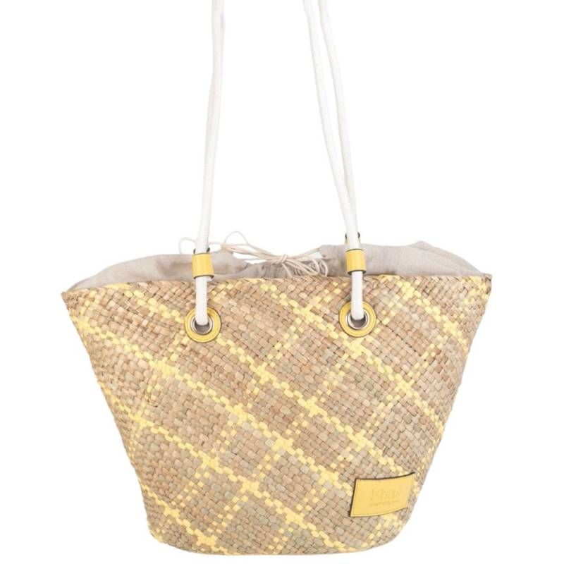 Bolso tote tejido amarillo
