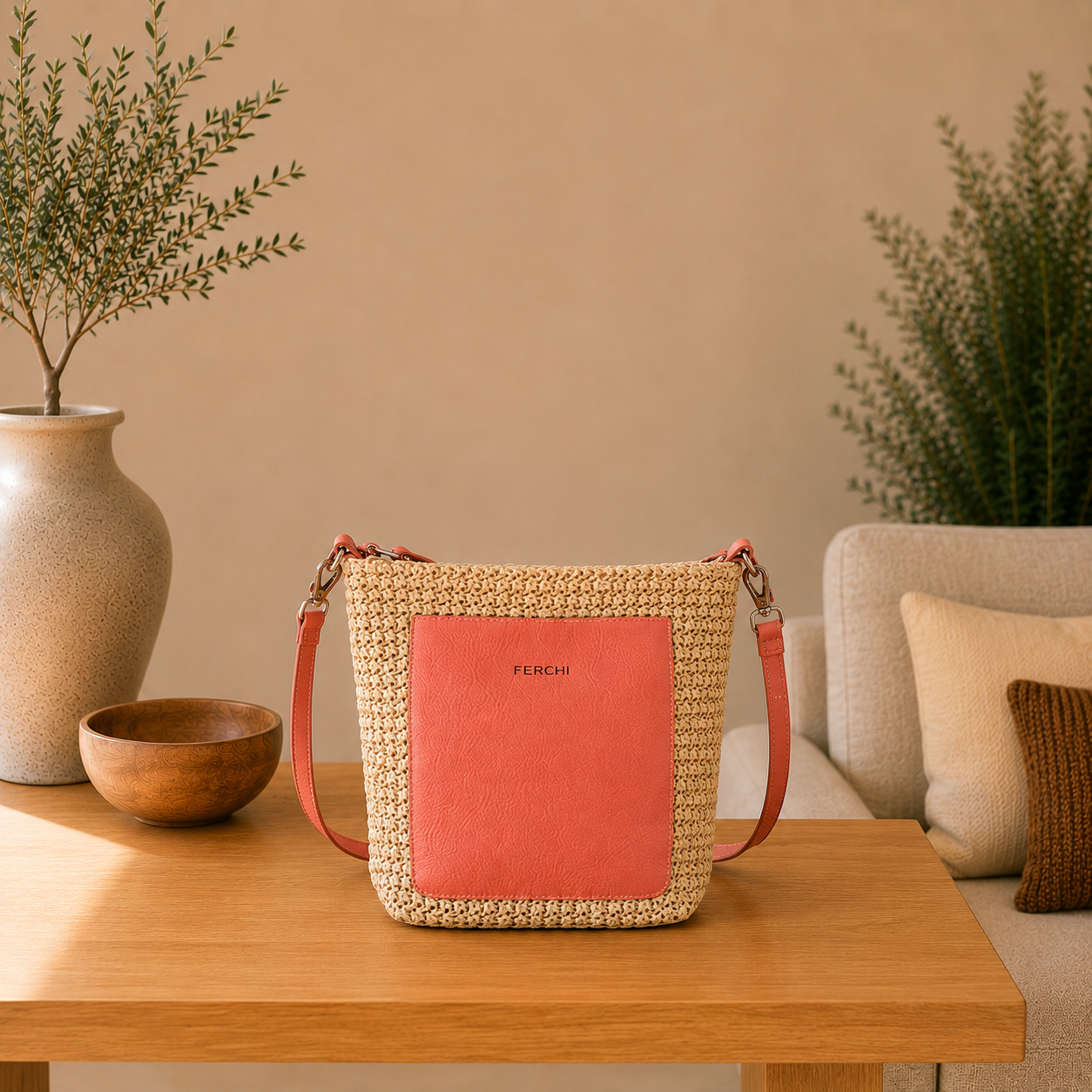 Bolso bimaterial "Coral"