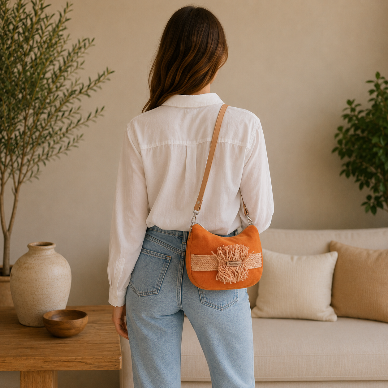 Bolso de hombro naranja