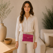 Bolso de piel fucsia