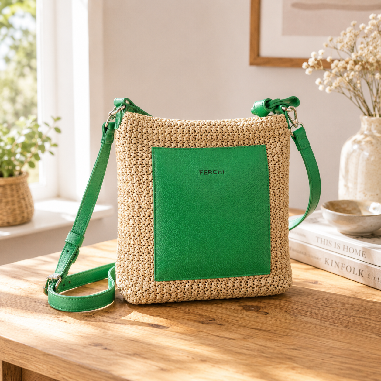 Bolso verde bicolor