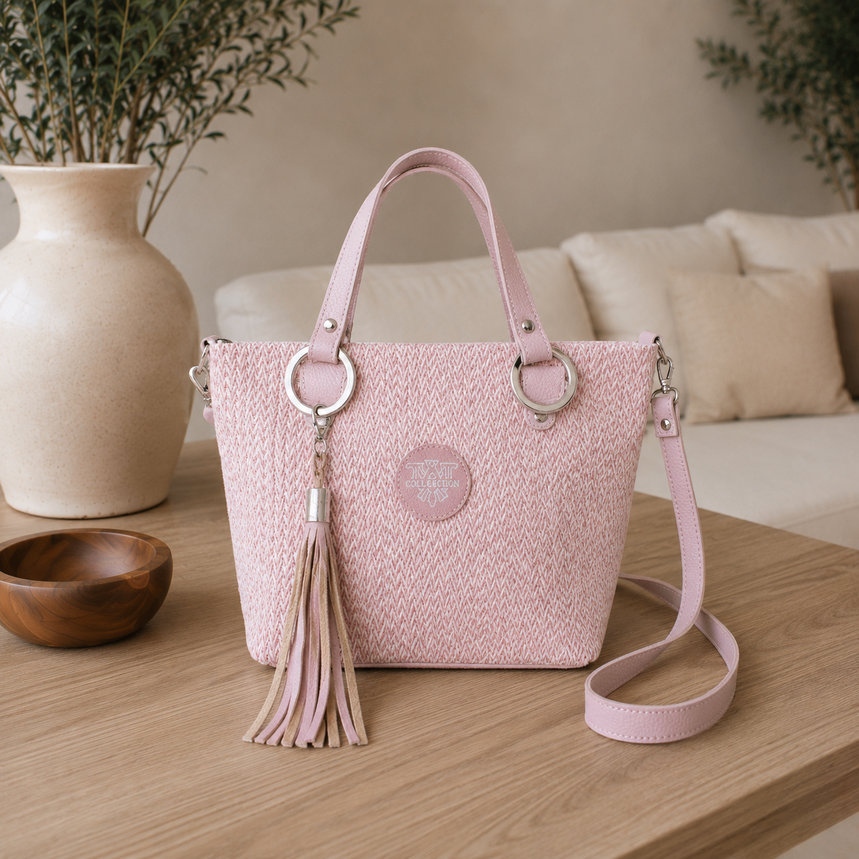 Bolso de hombro rosa