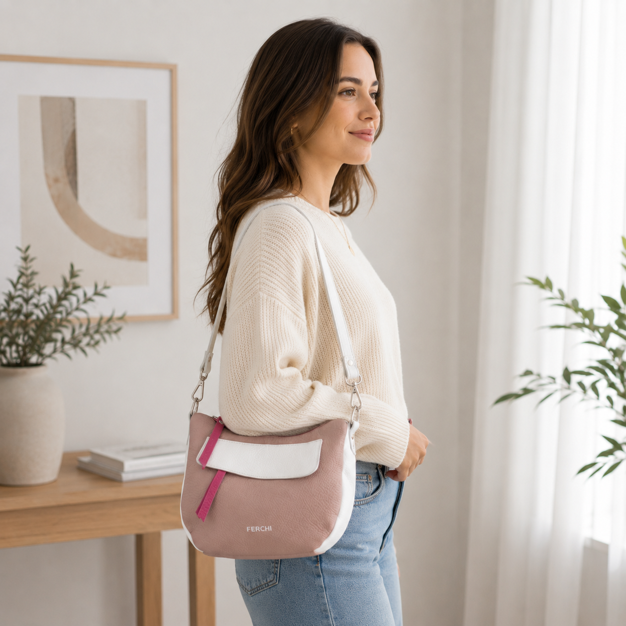 Bolso de piel tricolor