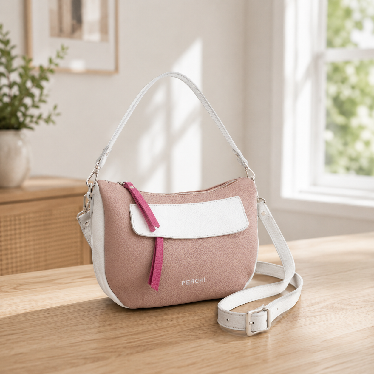 Bolso de piel tricolor