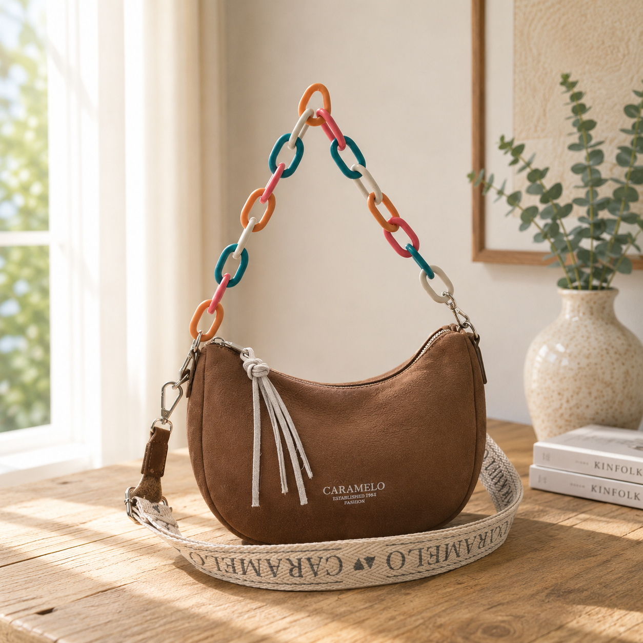 Bolso de hombro marrón