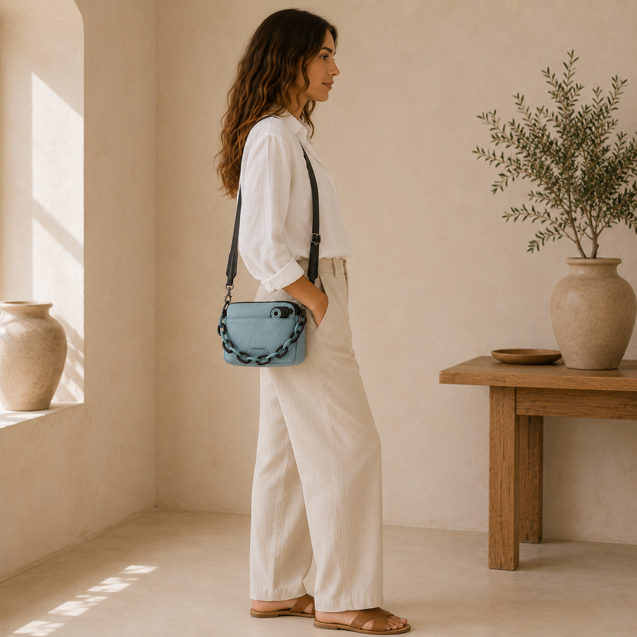 bolso de cuero verde