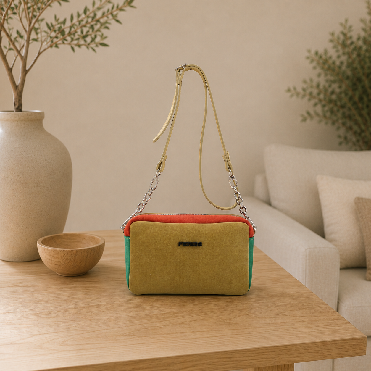 Bolso de piel verde