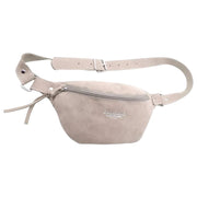 riñonera de cuero beige