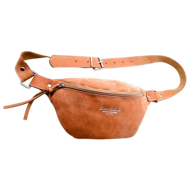 riñonera de cuero naranja