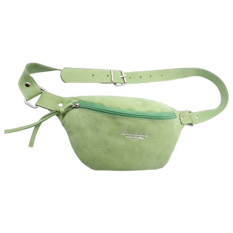 Riñonera de cuero verde
