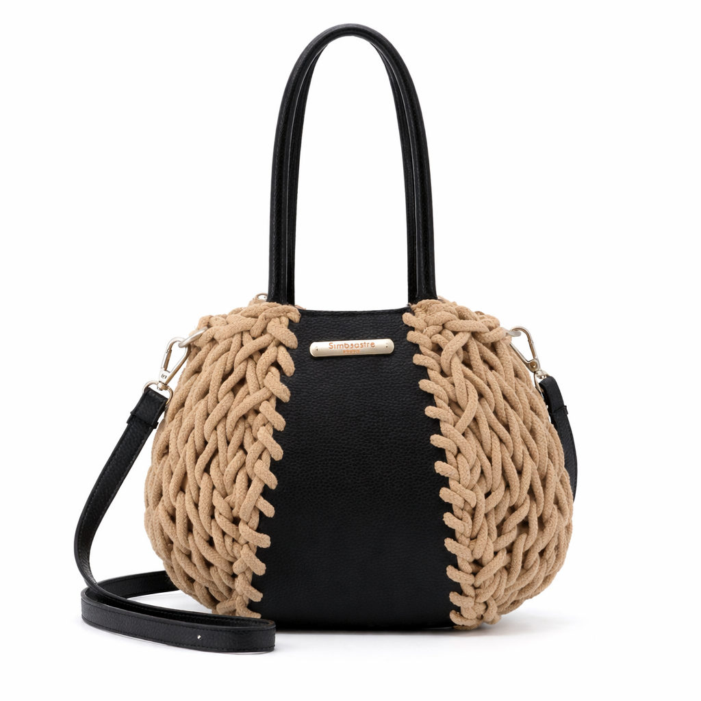 Bolso de cuerda natural y negro
