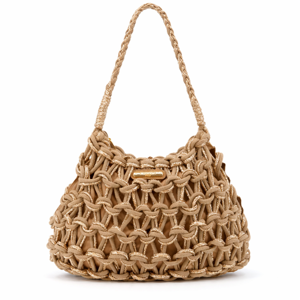 Bolso de mano de cuerda brillante
