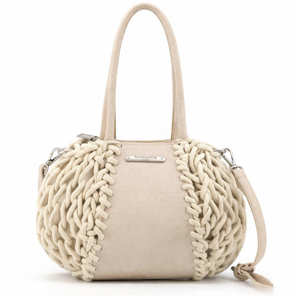 Bolso de mano de cuerda blanca