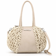 Bolso de mano de cuerda blanca