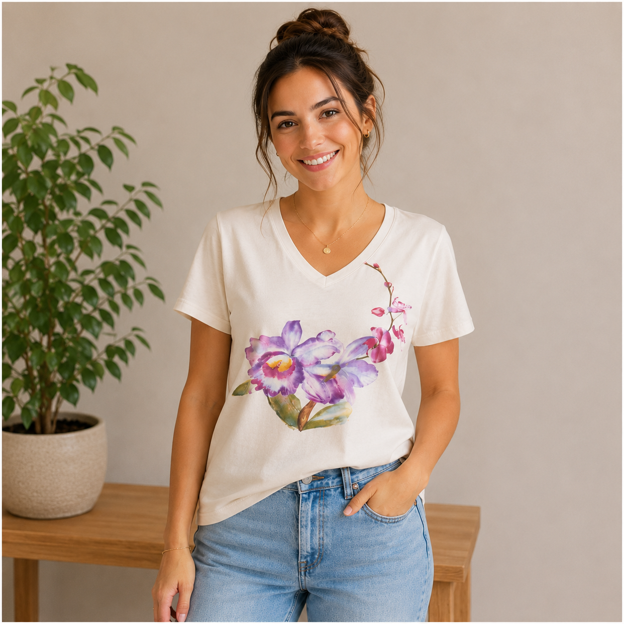 Camiseta de mujer orquídeas