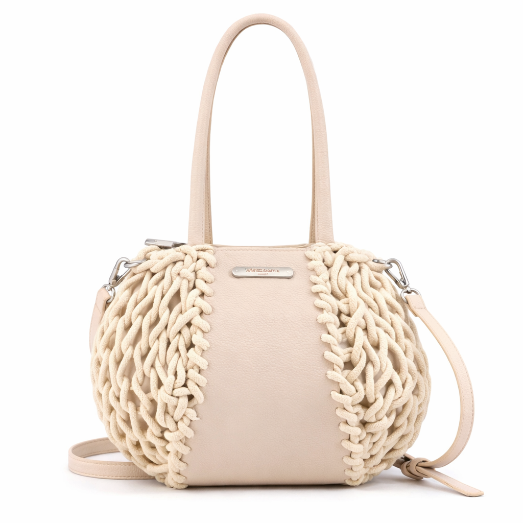 Bolso de mano de cuerda blanca