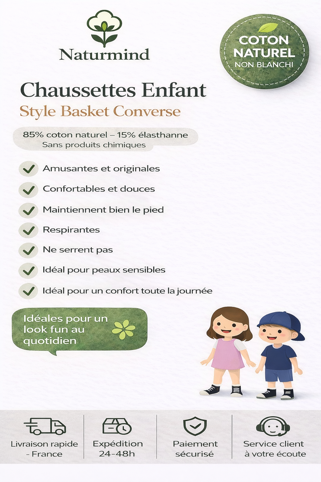 Calcetines de lona gris para niños