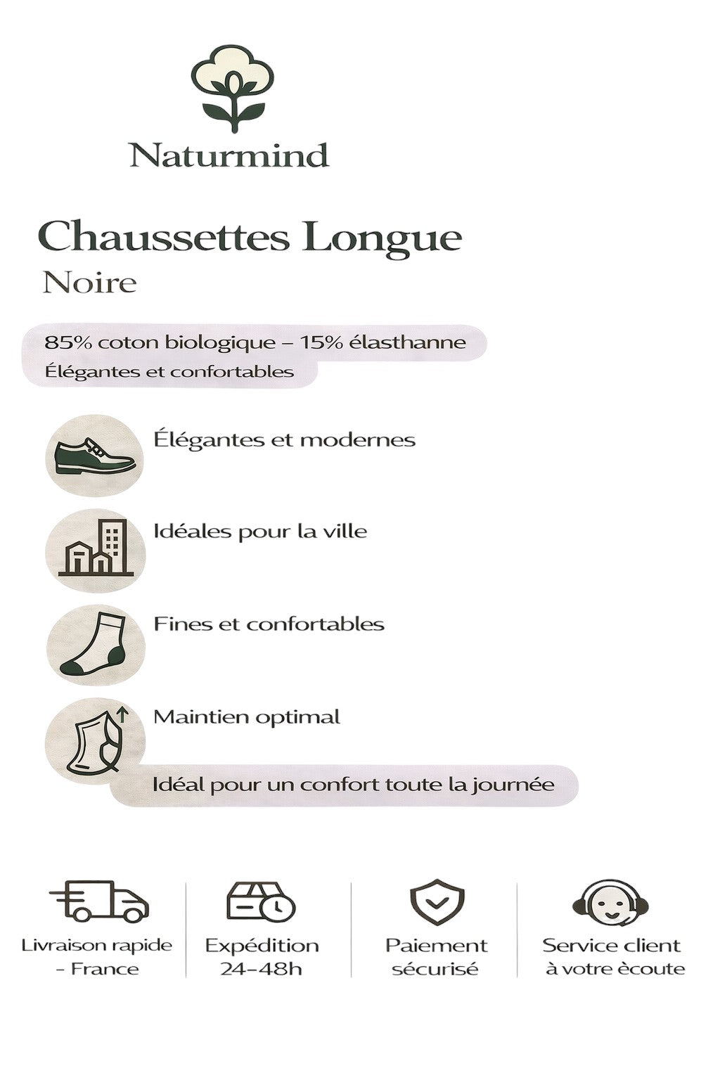 Calcetines largos negros finos
