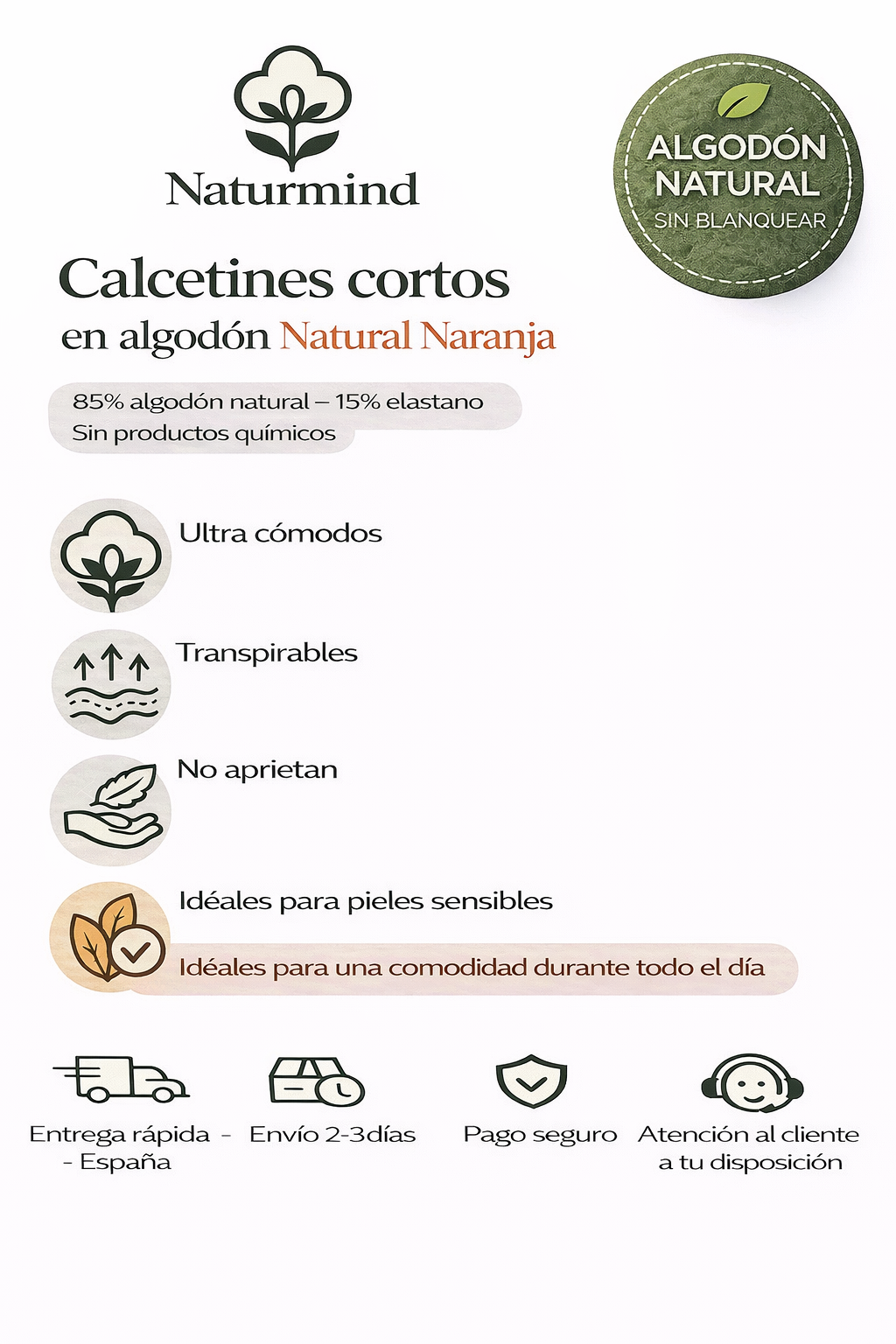 Calcetines cortos naranjas