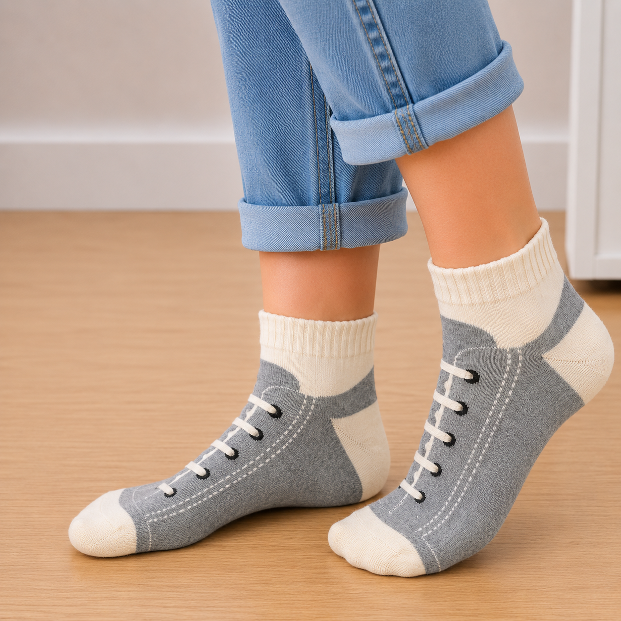 Calcetines de lona gris claro para adultos