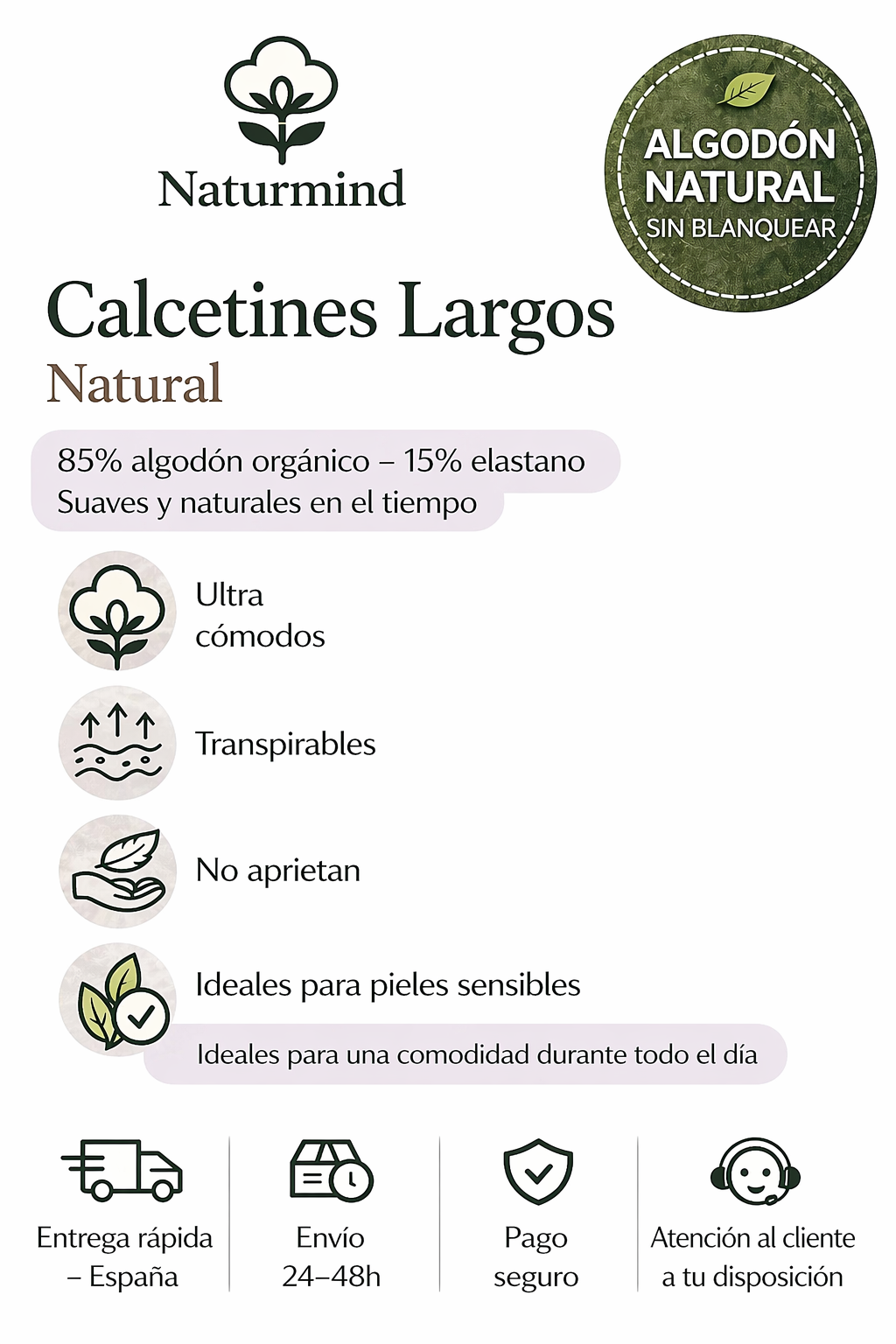 Calcetines largos color crema