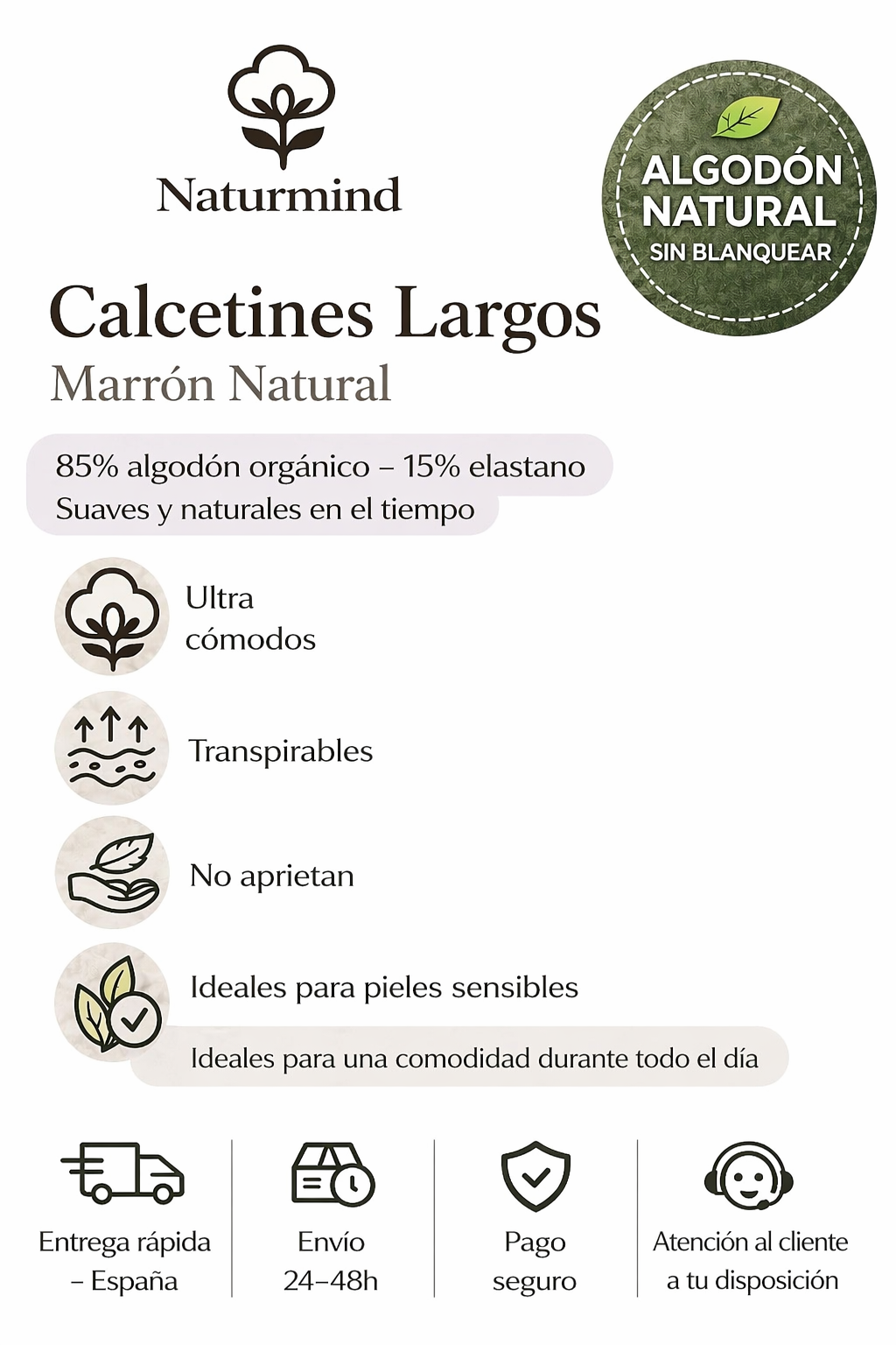 Calcetines largos marrones
