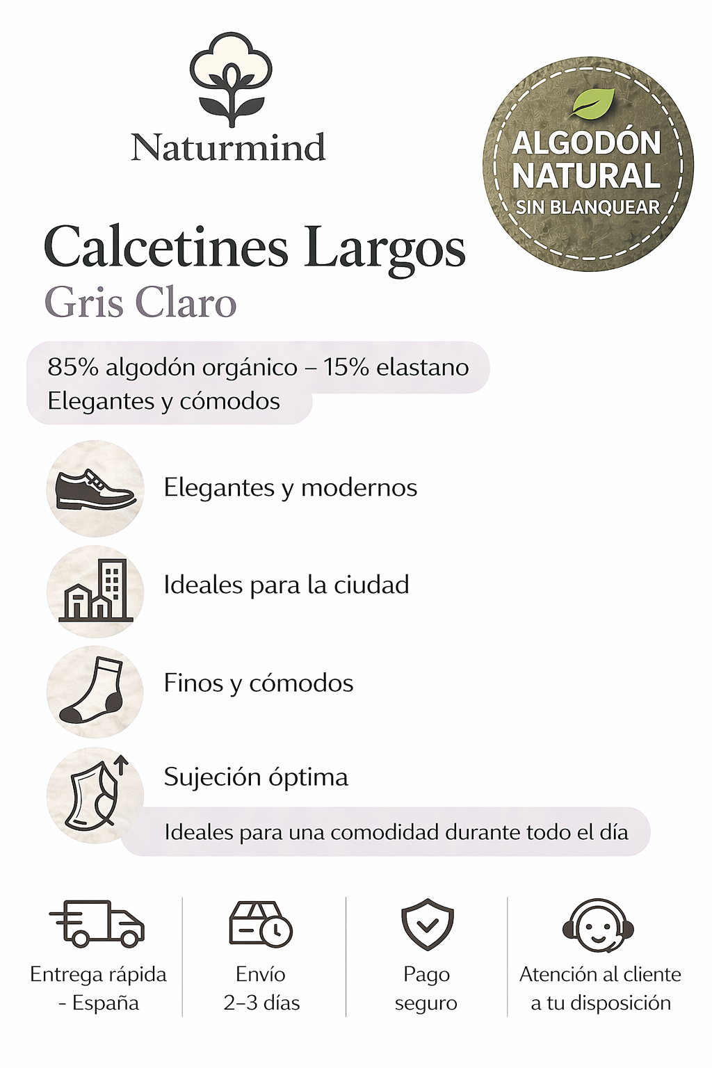 Calcetines largos gris claro