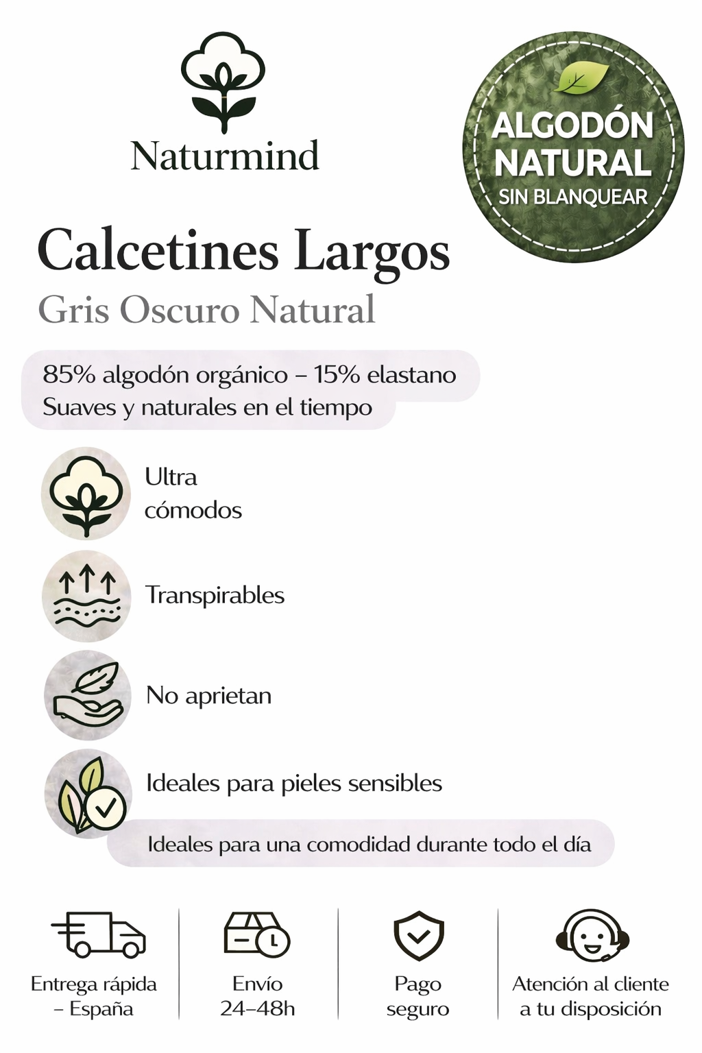 Calcetines largos gris oscuro