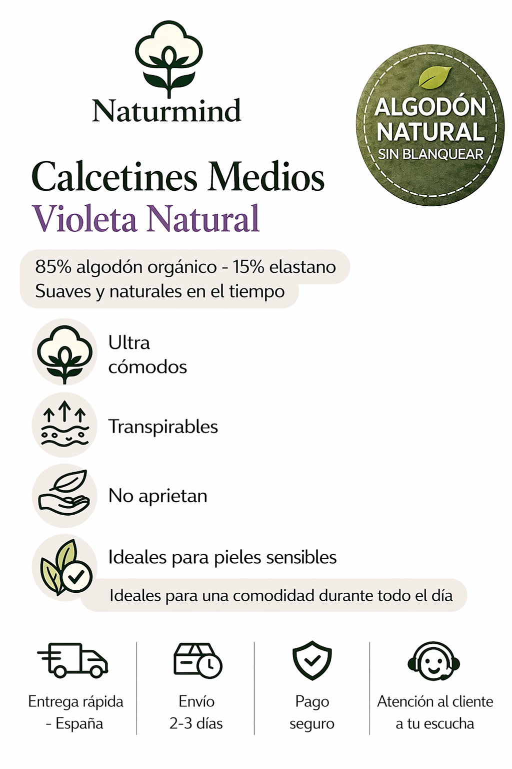 Lotes de 3 Calcetines Morados Medianos
